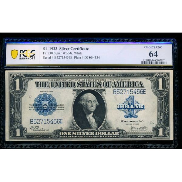 1923 $1 Silver Certificate PCGS 64