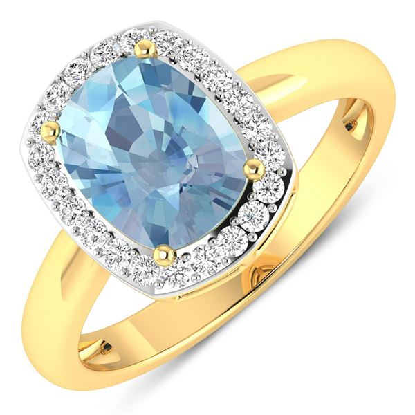 14KT Yellow Gold 1.65ctw Aquamarine and Diamond Ring