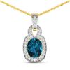 14KT Yellow Gold 1.95ctw London Blue Topaz and Diamond Pendant
