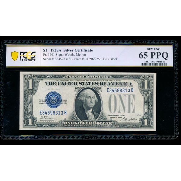 1928A $1 Silver Certificate PCGS 65PPQ
