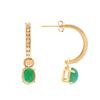 Image 2 : Plated 18KT Yellow Gold and Sterling Silver 2.35ctw Emerald and Diamond Earrings