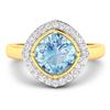 Image 3 : 14KT Yellow Gold 1.48ctw Aquamarine and Diamond Ring