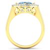 Image 4 : 14KT Yellow Gold 1.48ctw Aquamarine and Diamond Ring