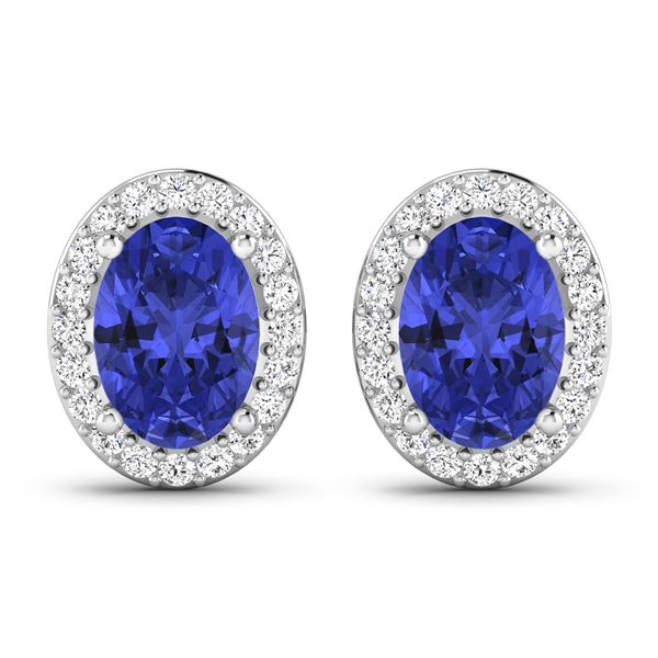 14KT White Gold 1.24ctw Tanzanite and Diamond Earrings