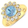 Image 1 : 14KT Yellow Gold 1.9ctw Aquamarine and Diamond Ring