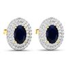 Image 3 : 14KT Yellow Gold 1.16ctw Blue Sapphire and Diamond Earrings