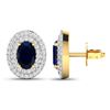 Image 4 : 14KT Yellow Gold 1.16ctw Blue Sapphire and Diamond Earrings