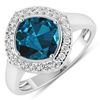 Image 1 : 14KT White Gold 2.15ctw London Blue Topaz and Diamond Ring