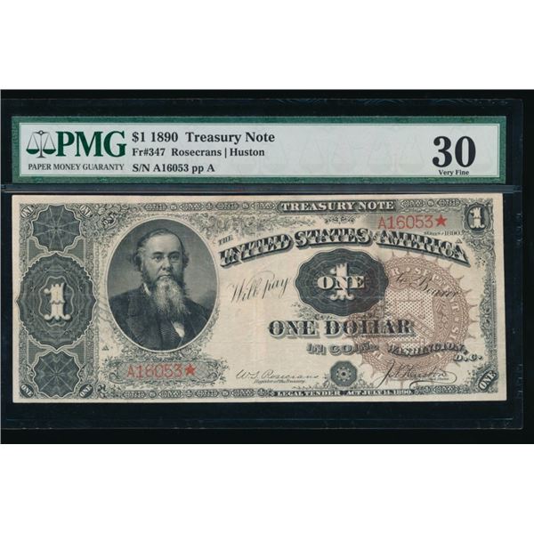 1890 $1 Treasury Note PMG 30
