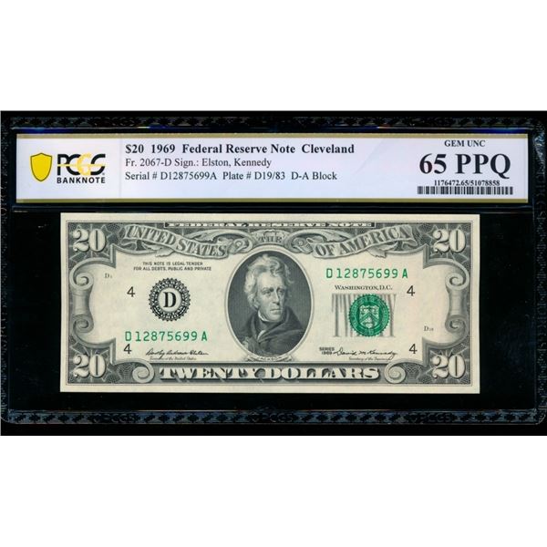 1969 $20 Cleveland FRN PCGS 65PPQ