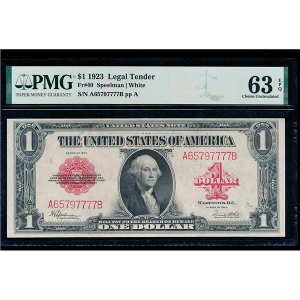 1923 $1 Legal Tender Note PMG 63EPQ