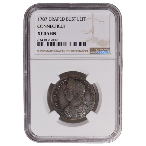 1787 Draped Bust Connecticut Cent NGC XF45BN