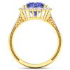 Image 4 : 14KT Yellow Gold 2.57ctw Tanzanite and Diamond Ring