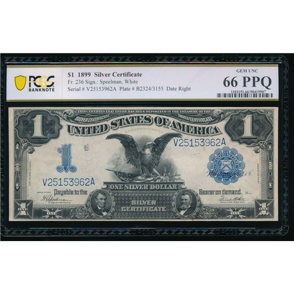 1899 $1 Black Eagle Silver Certificate PCGS 66PPQ