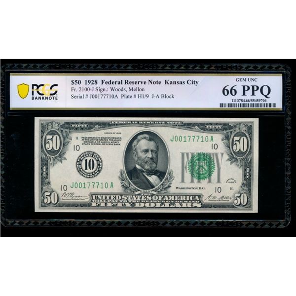 1928 $50 Kansas City FRN PCGS 66PPQ