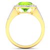 Image 4 : 14KT Yellow Gold 3.85ctw Peridot and Diamond Ring