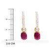 Image 3 : Plated 18KT Yellow Gold and Sterling Silver 3.25ctw Ruby and Diamond Earrings