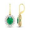 Image 4 : 14KT Yellow Gold 3.06ctw Zambian Emerald and Diamond Earrings