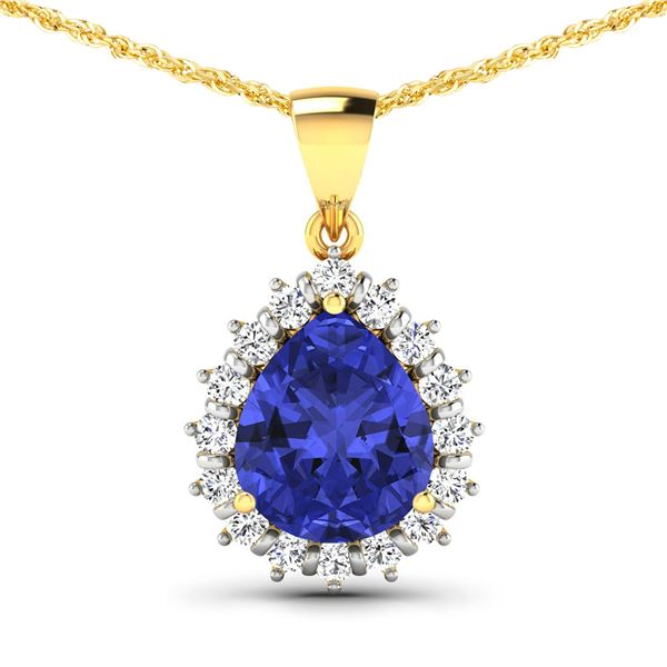 14KT Yellow Gold 3.25ctw Tanzanite and Diamond Pendant