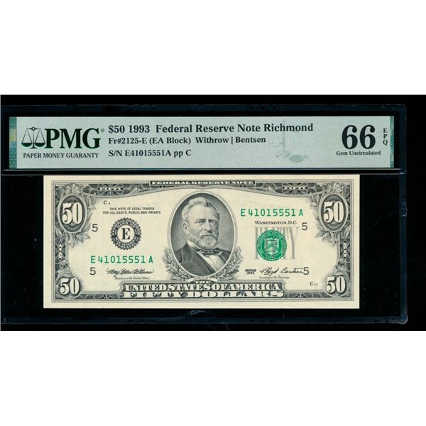 1993 $50 Richmond FRN PMG 66EPQ