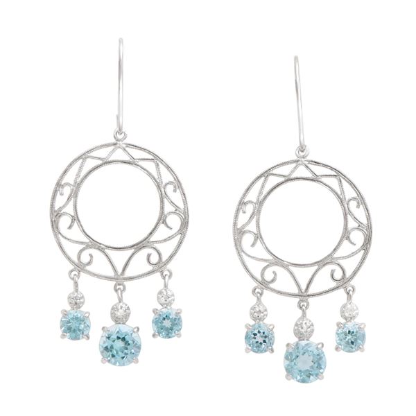Plated Rhodium and Sterling Silver 5.30ctw Blue Topaz Earrings
