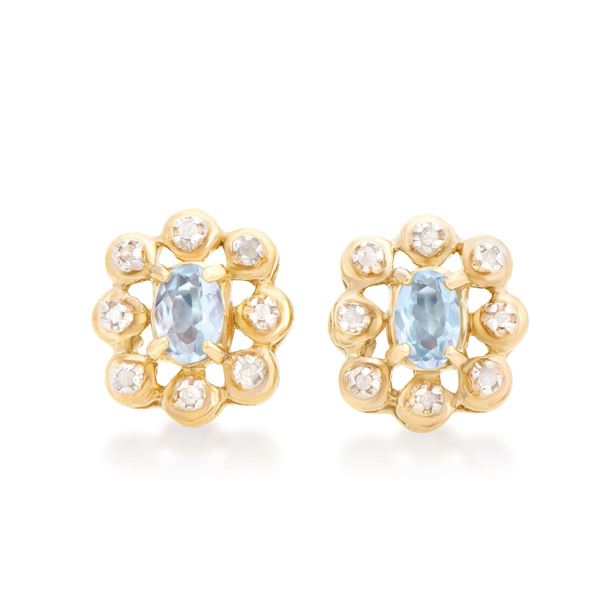 Plated 18KT Yellow Gold and Sterling Silver 0.82ctw Aquamarine Earrings