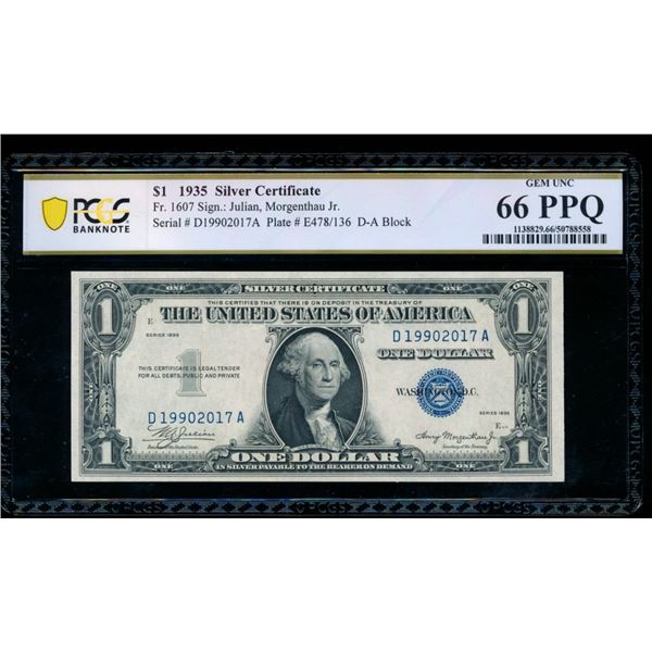 1935 $1 Silver Certificate PCGS 66PPQ