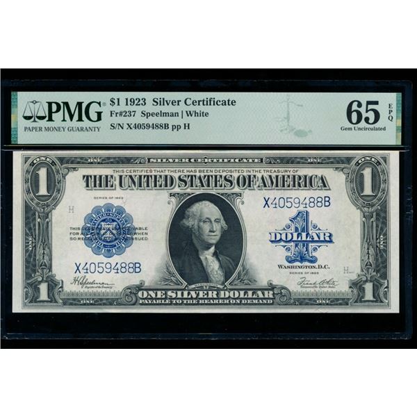1923 $1 Silver Certificate PMG 65EPQ