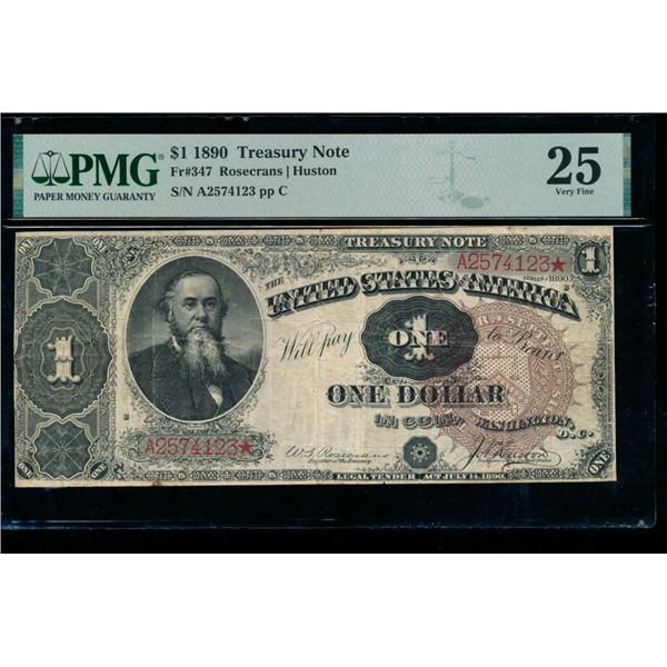 1890 $1 Treasury Note PMG 25
