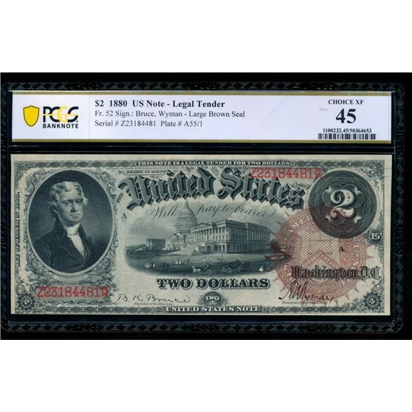 1880 $2 Legal Tender Note PCGS 45