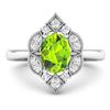 Image 3 : 14KT White Gold 1.05ctw Peridot and Diamond Ring