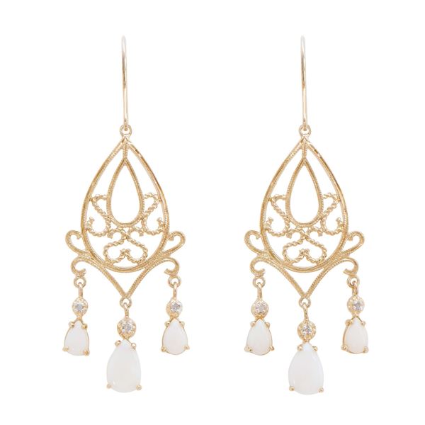 Plated 18KT Yellow Gold and Sterling Silver 2.47ctw Opal Earrings