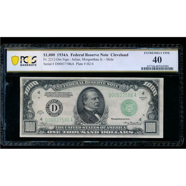 1934A $1000 Cleveland FRN PCGS 40