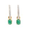 Image 1 : Plated 18KT Yellow Gold and Sterling Silver 2.35ctw Emerald and Diamond Earrings