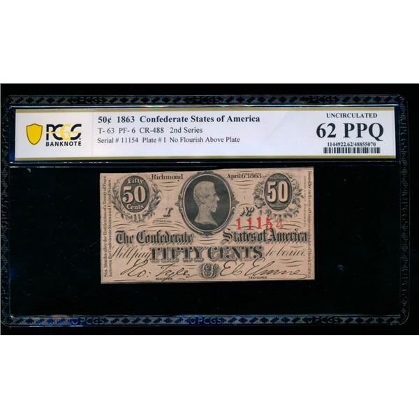 50 Cent 1863 T-63 Confederate PCGS 62PPQ