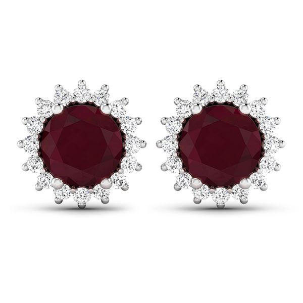 14KT White Gold 2.1ctw Ruby and Diamond Earrings