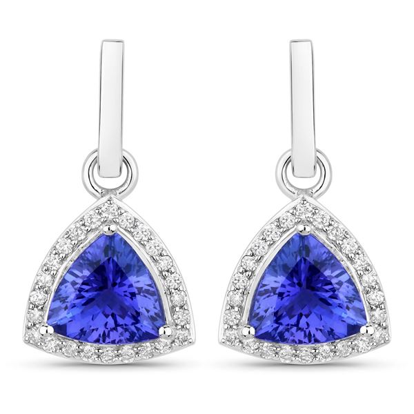 14KT White Gold 3.86ctw Tanzanite and White Diamond Earrings