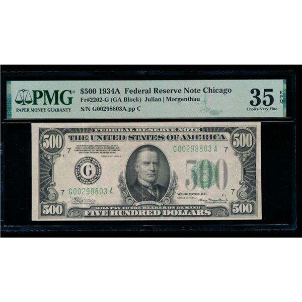 1934A $500 Chicago FRN PMG 35EPQ