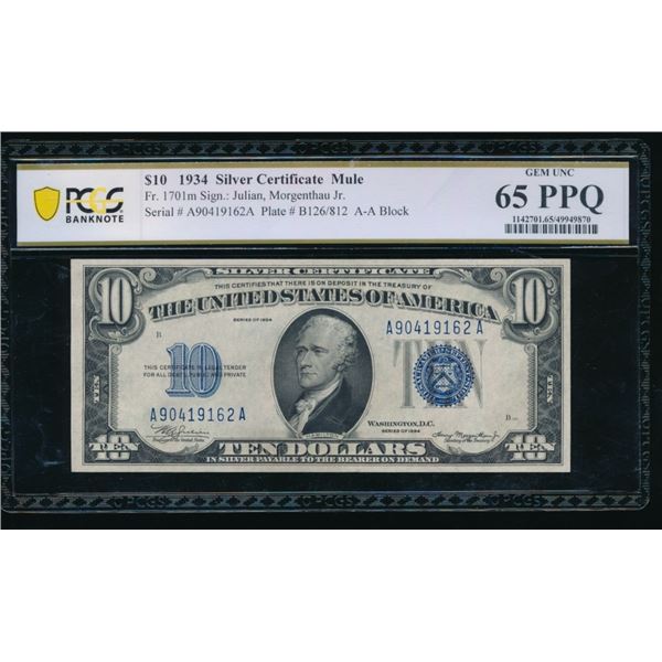 1934 $10 Mule Silver Certificate PCGS 65PPQ