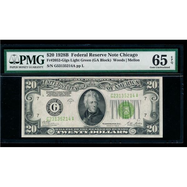 1928B $20 Chicago FRN PMG 65EPQ