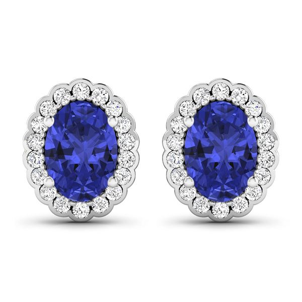 14KT White Gold 1.24ctw Tanzanite and Diamond Earrings