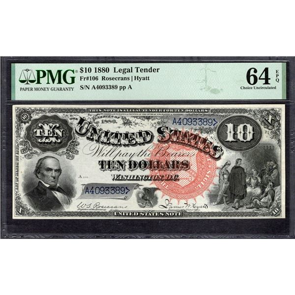 1880 $10 Jackass Legal Tender Note PMG 64EPQ