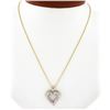 Image 1 : Vintage 14k TT Gold .22 ctw Pave Diamond Dual Layer Open Heart Pendant & 16" Cha