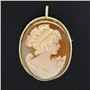 Image 2 : Vintage 14k Gold Large Detailed Oval Carved Shell Cameo Brooch Pin Pendant