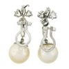 Image 7 : White Gold GIA Large Saltwater Cultured Pearl & Diamond Dangle Drop Earrings