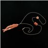 Image 6 : Vintage 14k Gold Carved Coral Fish on Line Pendant & Tubes on Chain Necklace