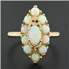 Image 7 : Vintage 14K Gold Oval Cabochon Opal Solitaire & Halo Navette Marquise Shape Ring