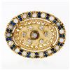 Vintage 14k Gold 2.4 ctw Diamond Sapphire Moonstone Oval Wreath Brooch Pendant