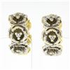 Image 3 : Vintage 18K TT Gold Diamond Textured Rose Flower Reversible Hoop Huggie Earrings