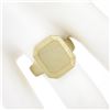 Image 3 : Solid 14K Yellow Gold Rectangular Engravable Center Matte Finish Signet Ring